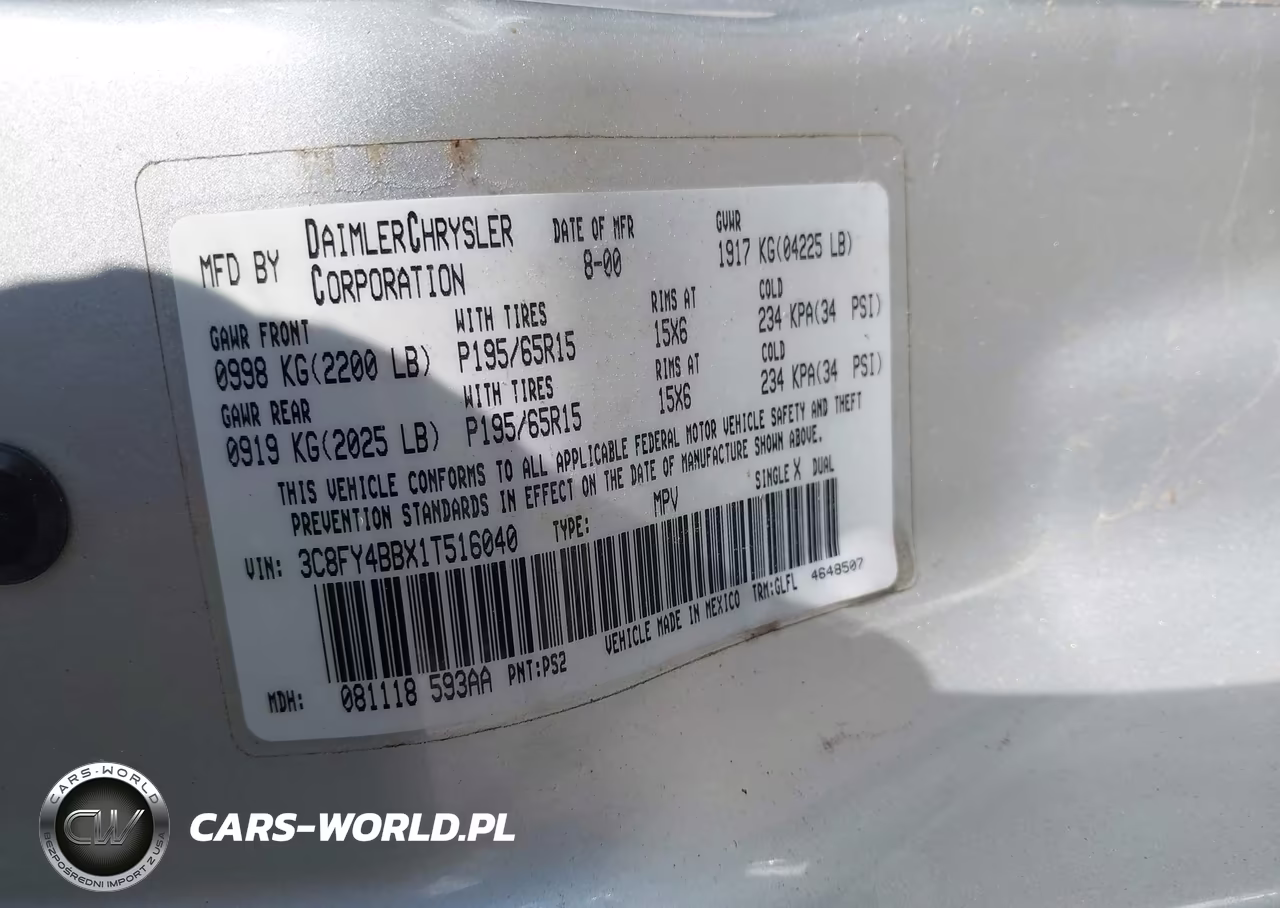 2001 Chrysler Pt Cruiser VIN:3C8FY4BBX1T516040 - 9
