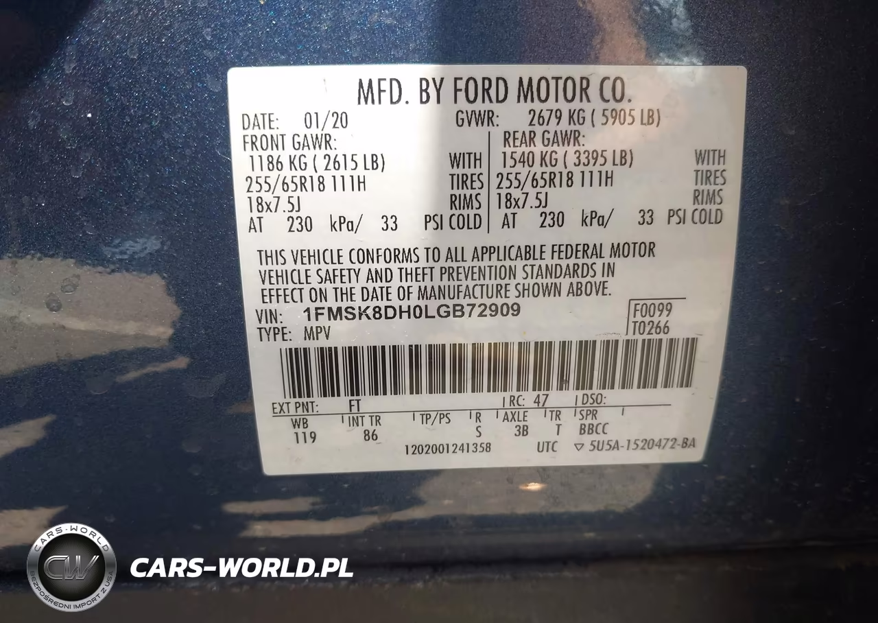 2020 Ford Explorer Xlt VIN:1FMSK8DH0LGB72909 - 9