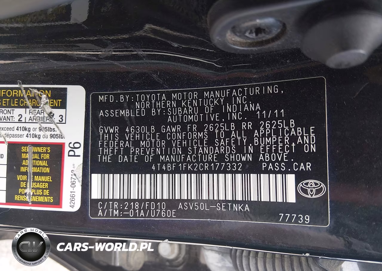 2012 Toyota Camry Le VIN:4T4BF1FK2CR177332 - 9