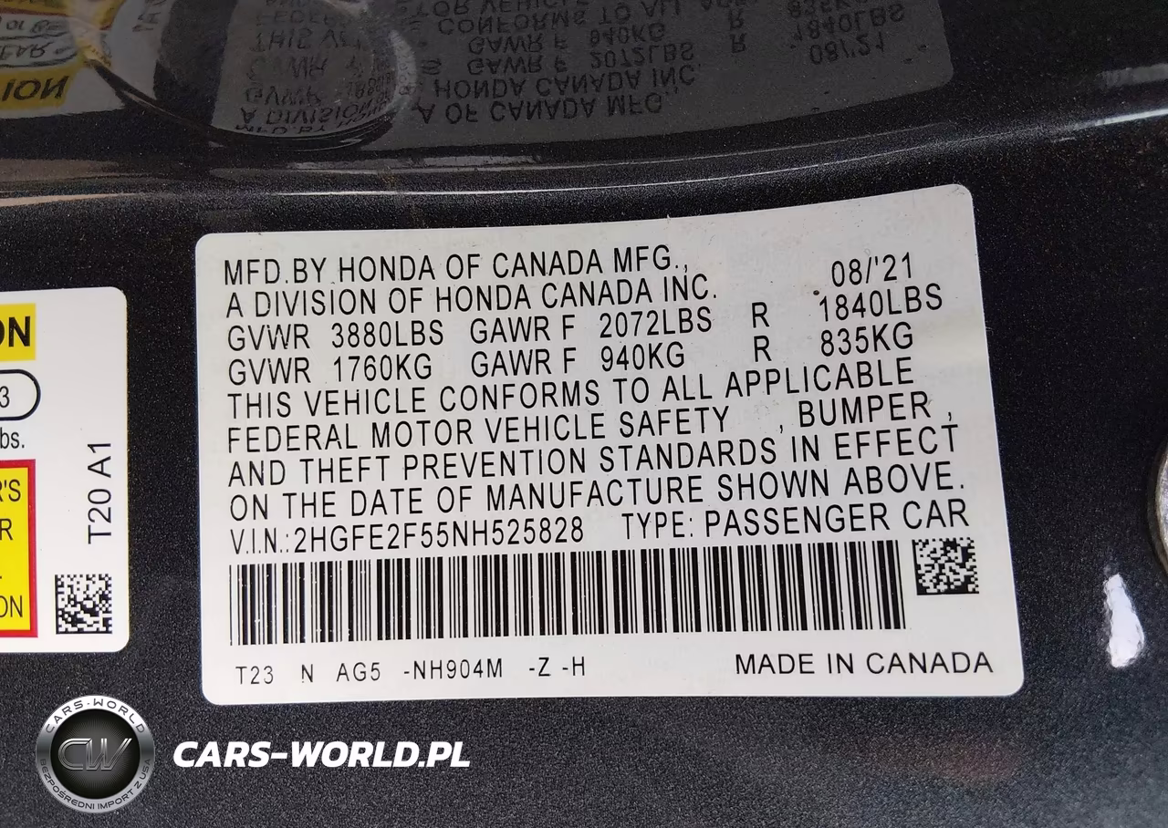 2022 Honda Civic Sport VIN:2HGFE2F55NH525828 - 9