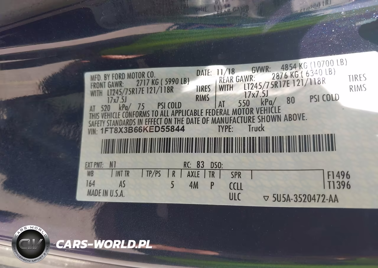 2019 Ford F-350 Xl VIN:1FT8X3B66KED55844 - 9