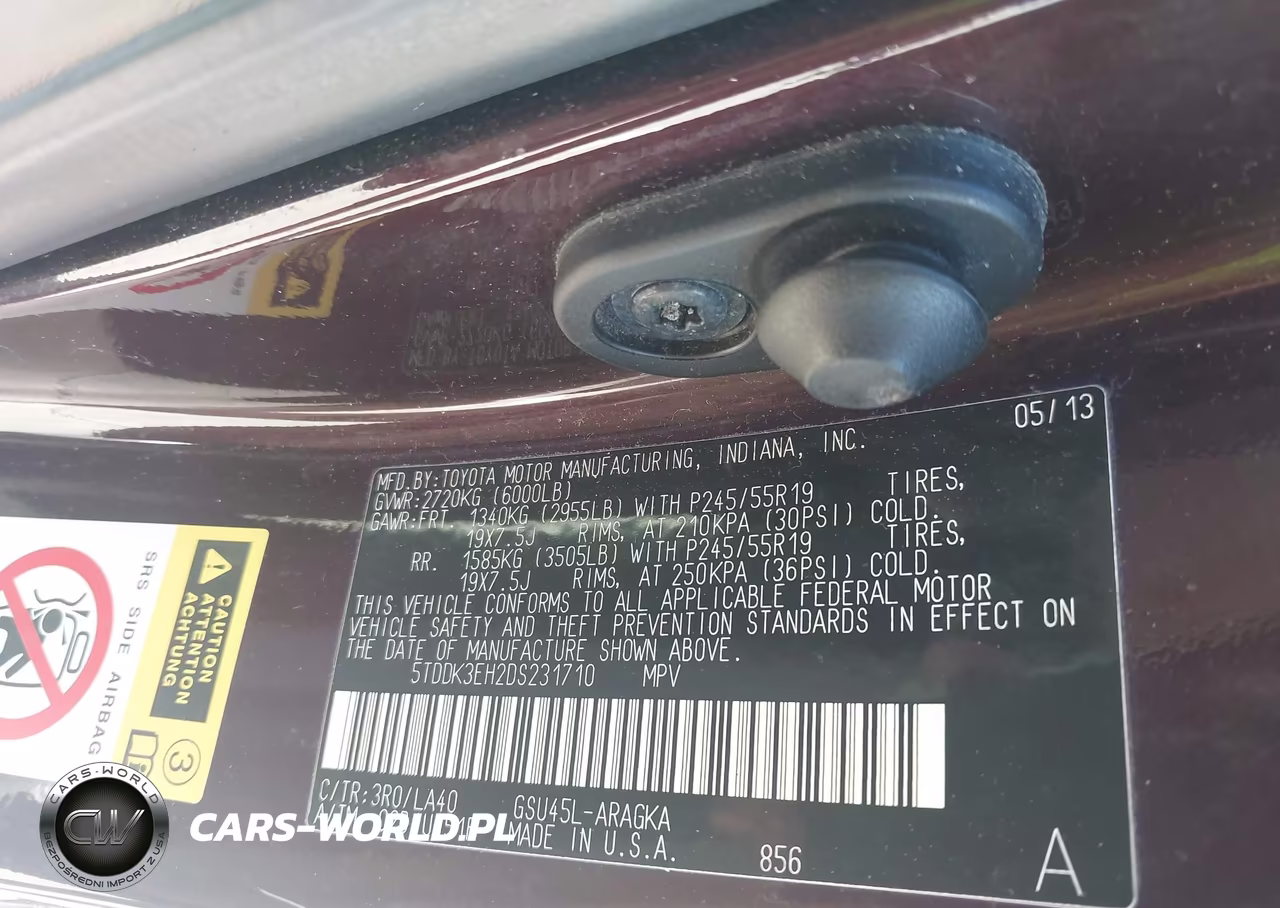 2013 Toyota Highlander Limited V6 VIN:5TDDK3EH2DS231710 - 9