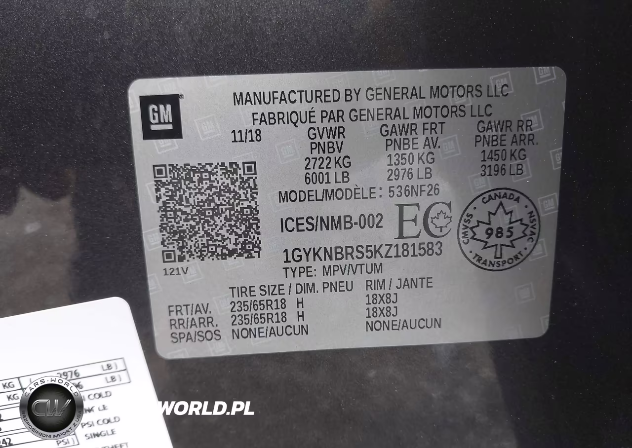 2019 Cadillac Xt5 VIN:1GYKNBRS5KZ181583 - 9