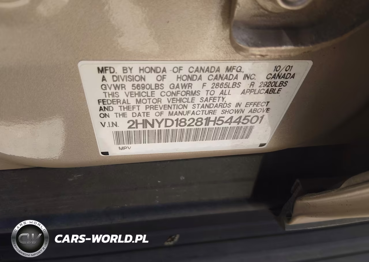 2001 Acura Mdx VIN:2HNYD18281H544501 - 9