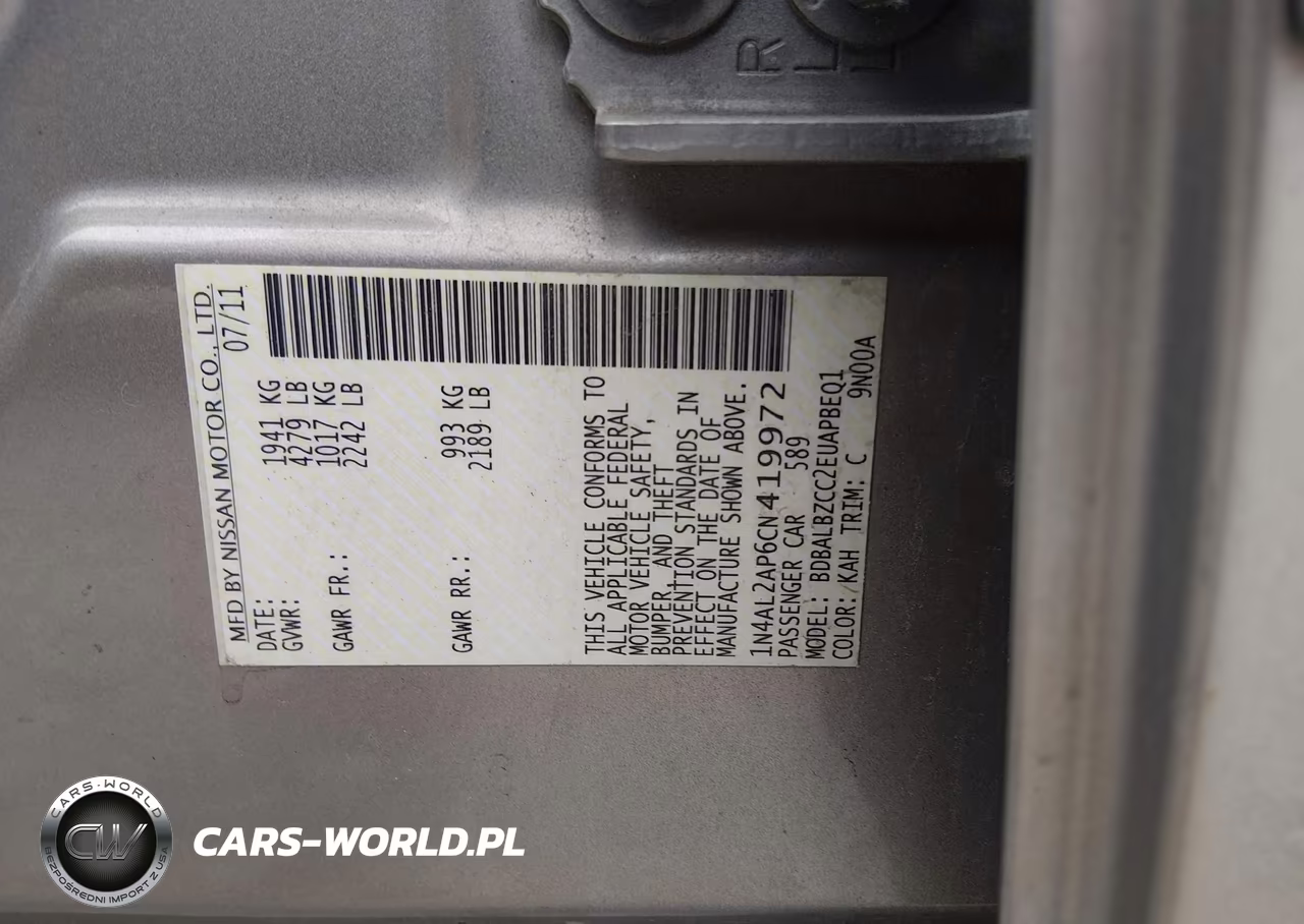 2012 Nissan Altima 2.5 S VIN:1N4AL2AP6CN419972 - 9