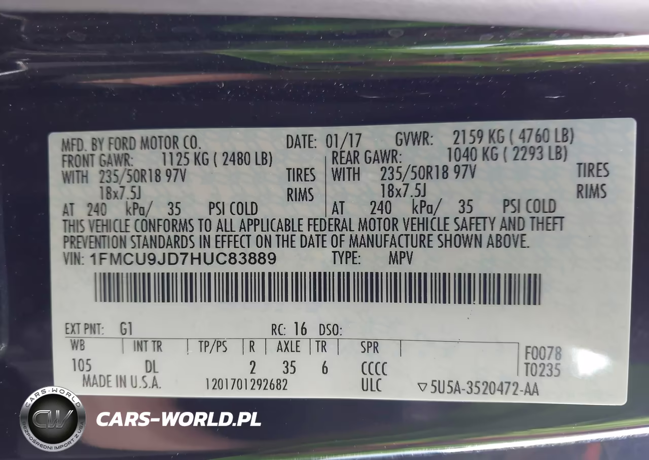 2017 Ford Escape Titanium VIN:1FMCU9JD7HUC83889 - 9