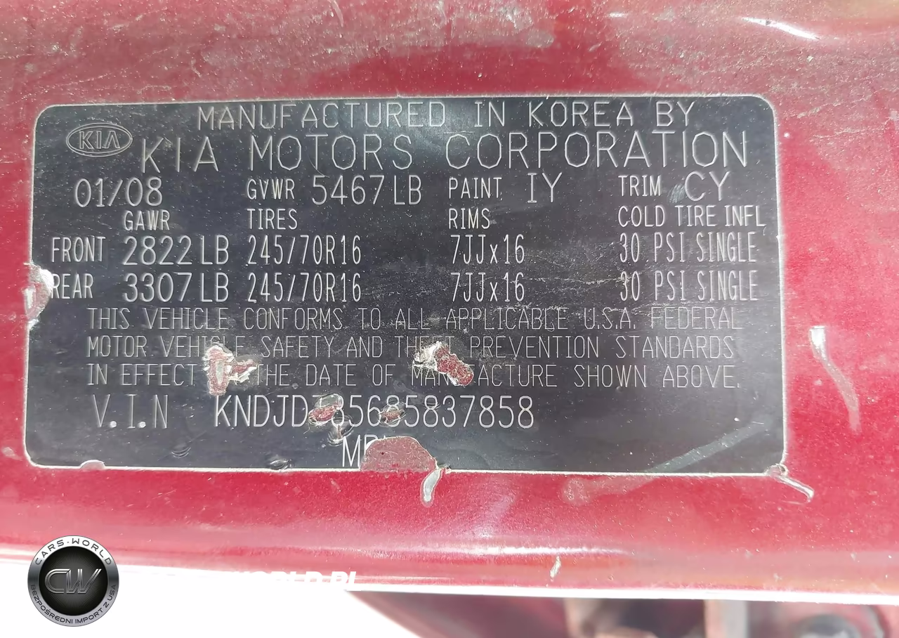 2008 Kia Sorento Lx Base VIN:KNDJD735685837858 - 9