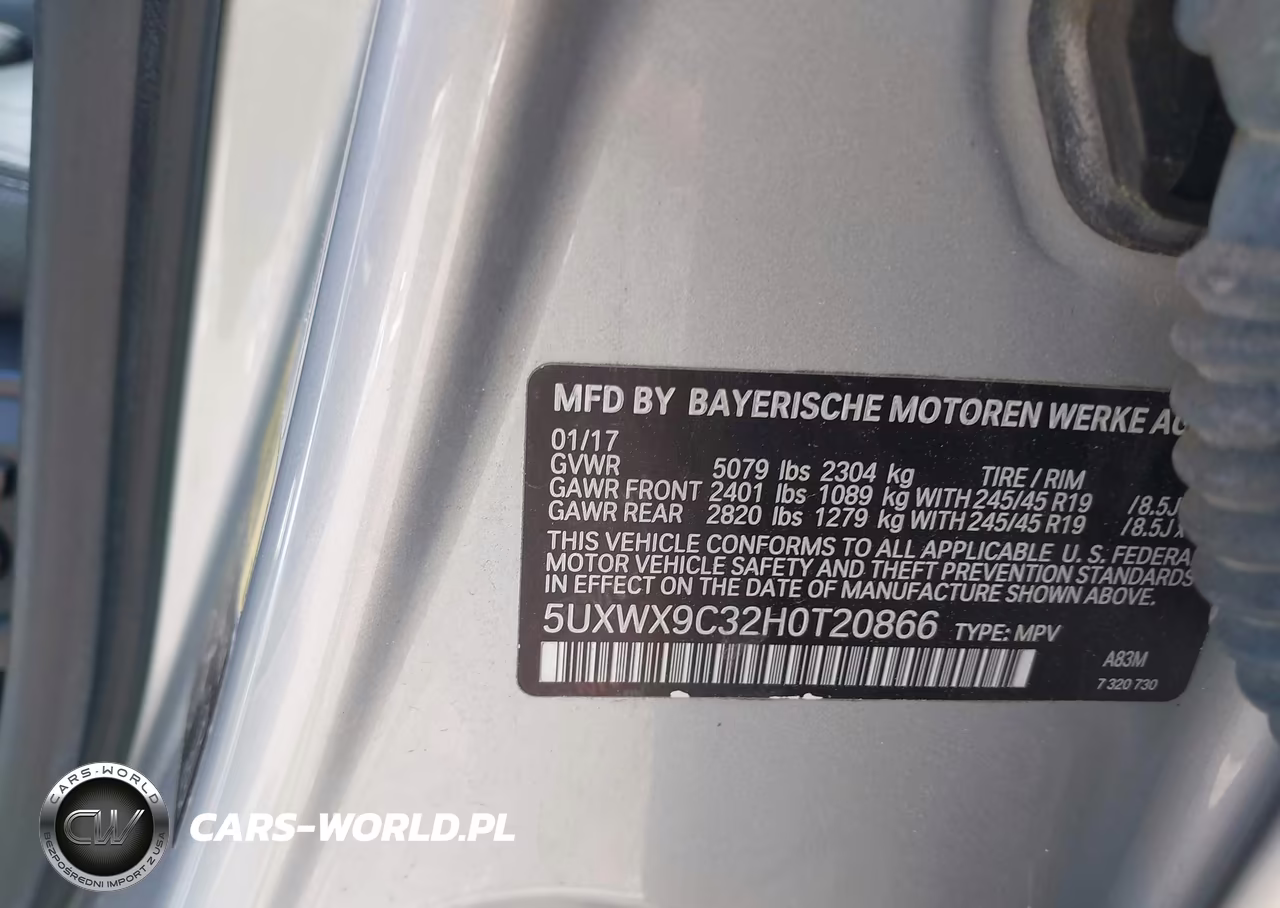 2017 BMW X3 xDrive28I VIN:5UXWX9C32H0T20866 - 9
