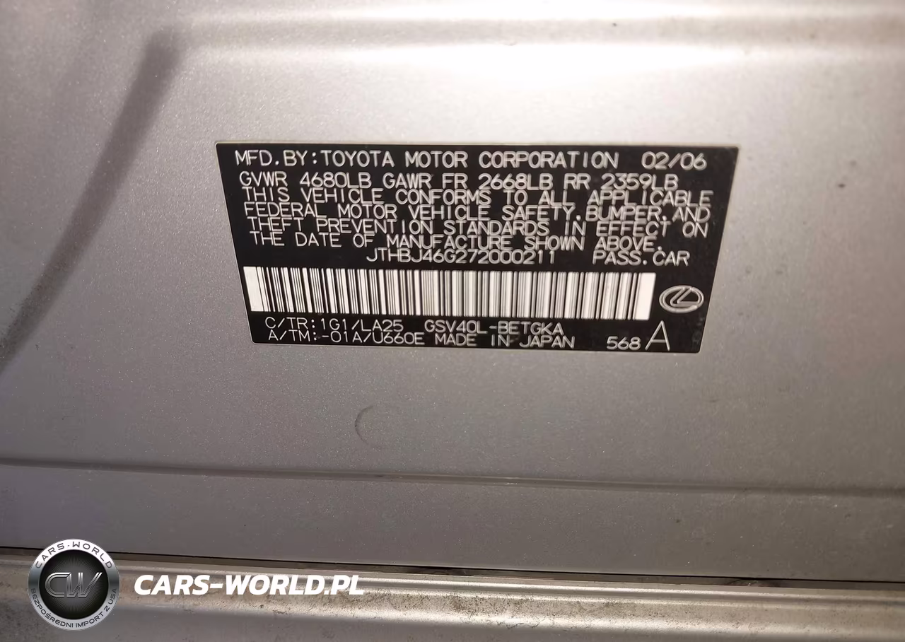 2007 Lexus Es 350 VIN:JTHBJ46G272000211 - 9