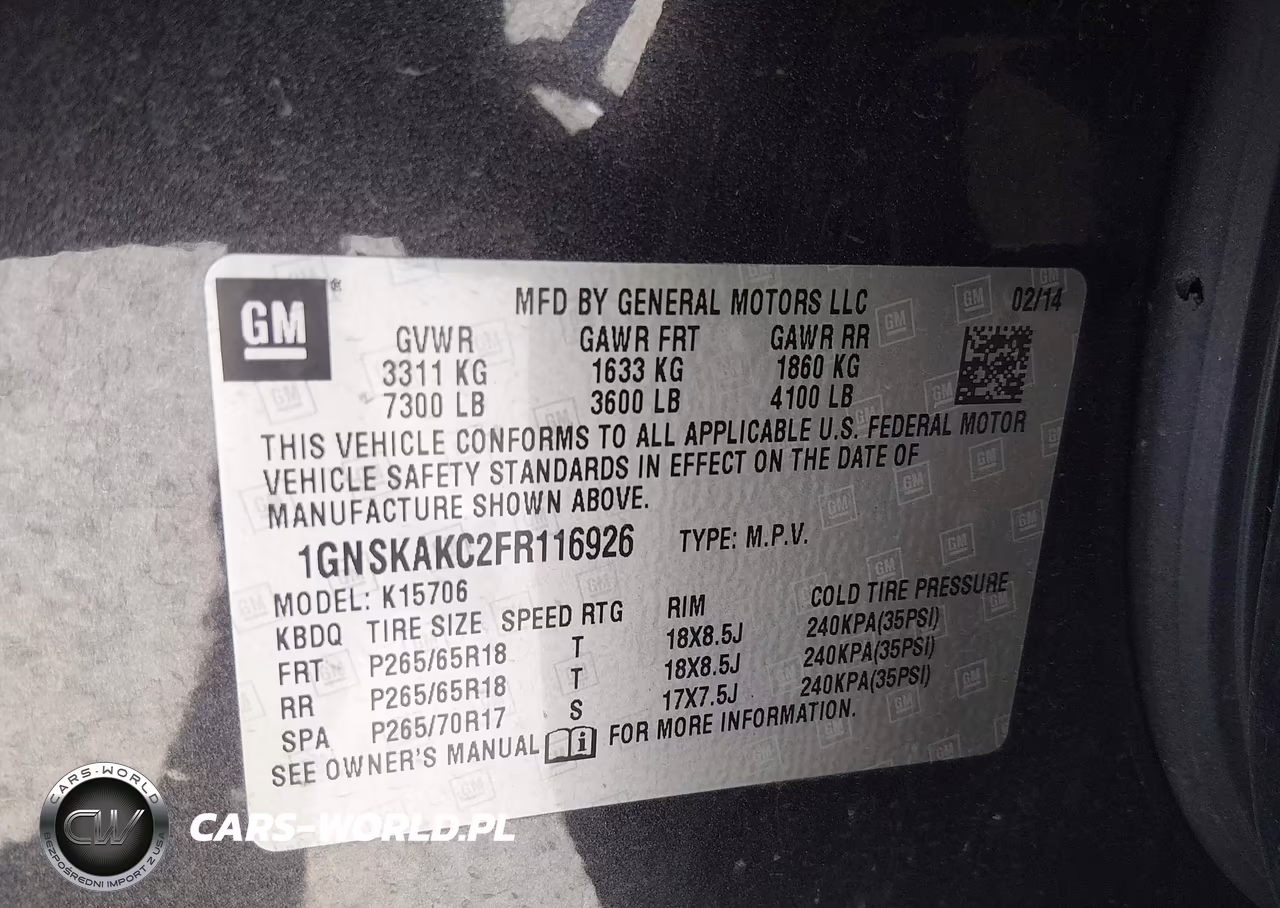 2015 Chevrolet Tahoe Ls VIN:1GNSKAKC2FR116926 - 9