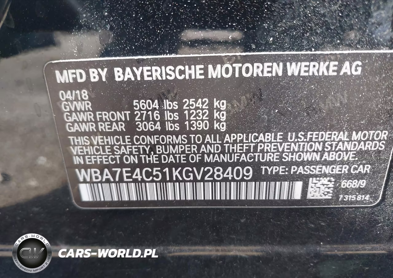 2019 BMW 740I xDrive VIN:WBA7E4C51KGV28409 - 9