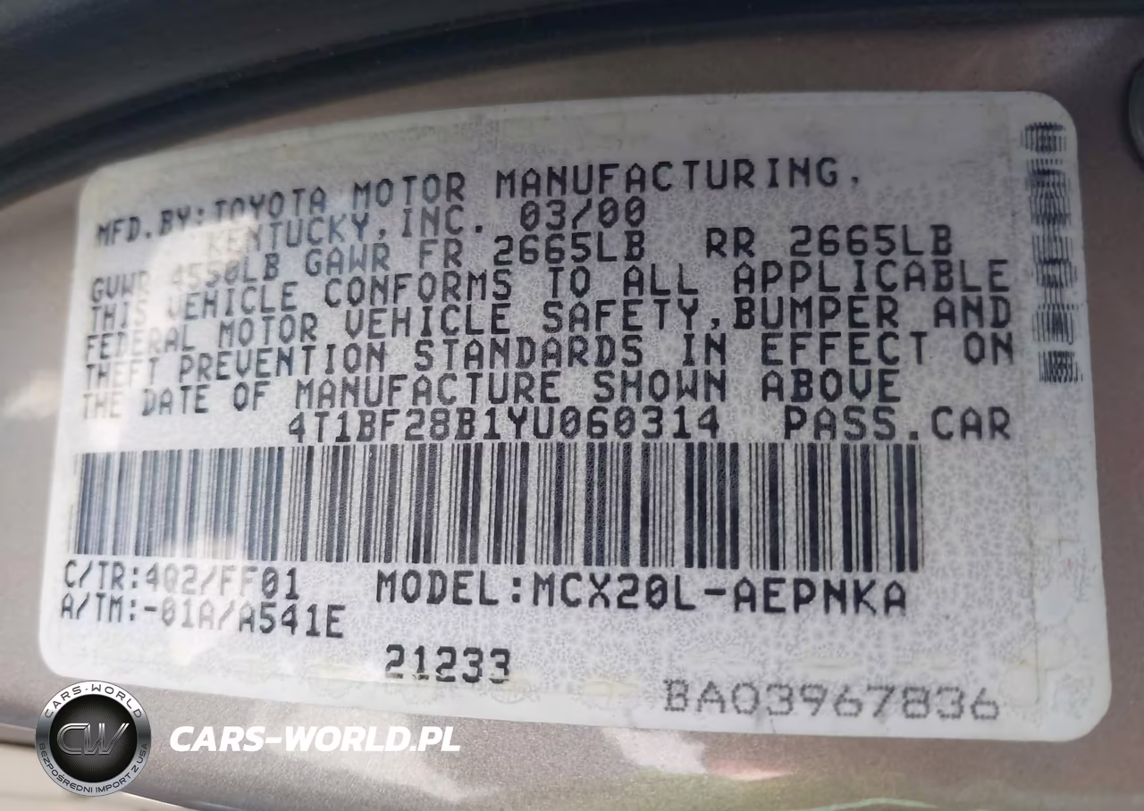 2000 Toyota Avalon Xl VIN:4T1BF28B1YU060314 - 9