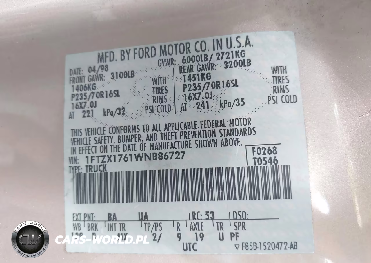 1998 Ford F-150 Lariat-Standard-Xl-Xlt VIN:1FTZX1761WNB86727 - 9