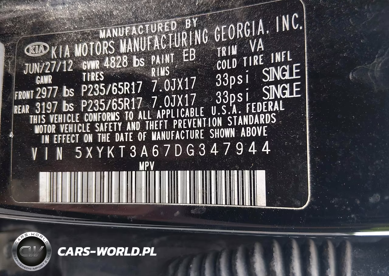 2013 Kia Sorento Lx VIN:5XYKT3A67DG347944 - 9