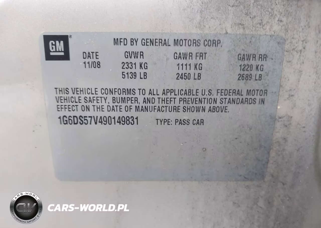 2009 Cadillac Cts Awd W-1Sb VIN:1G6DS57V490149831 - 9
