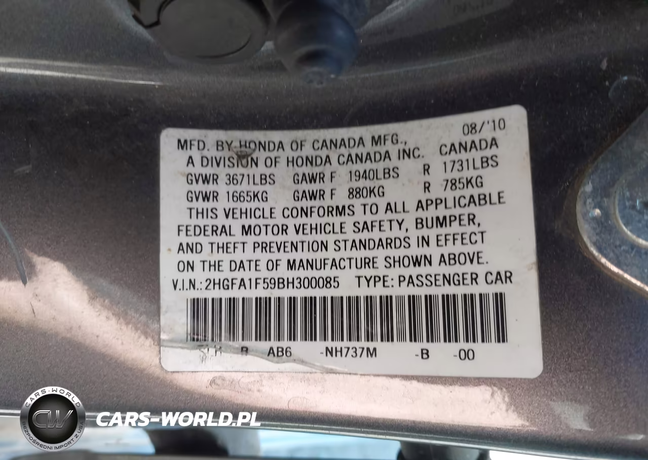 2011 Honda Civic Lx VIN:2HGFA1F59BH300085 - 9