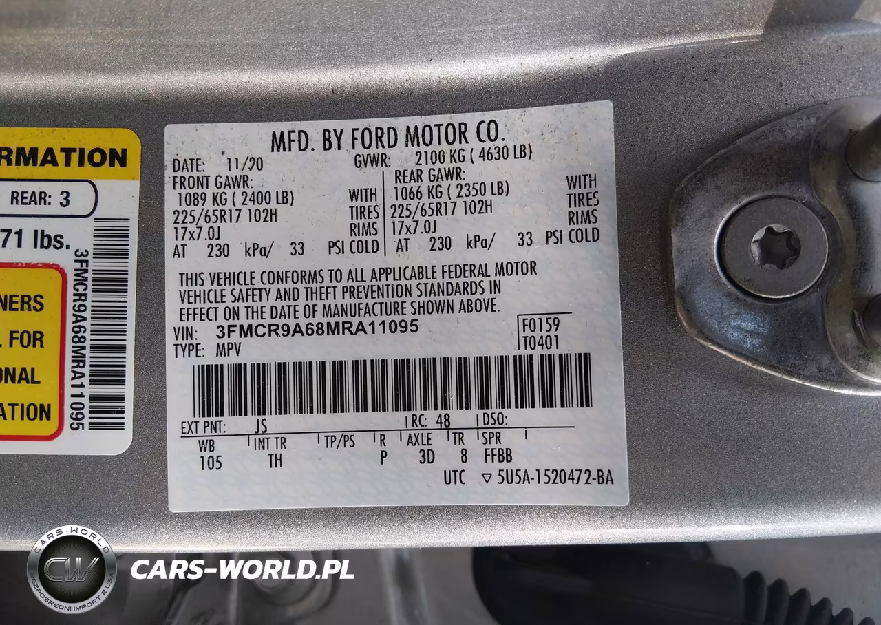 2021 Ford Bronco Sport VIN:3FMCR9A68MRA11095 - 9