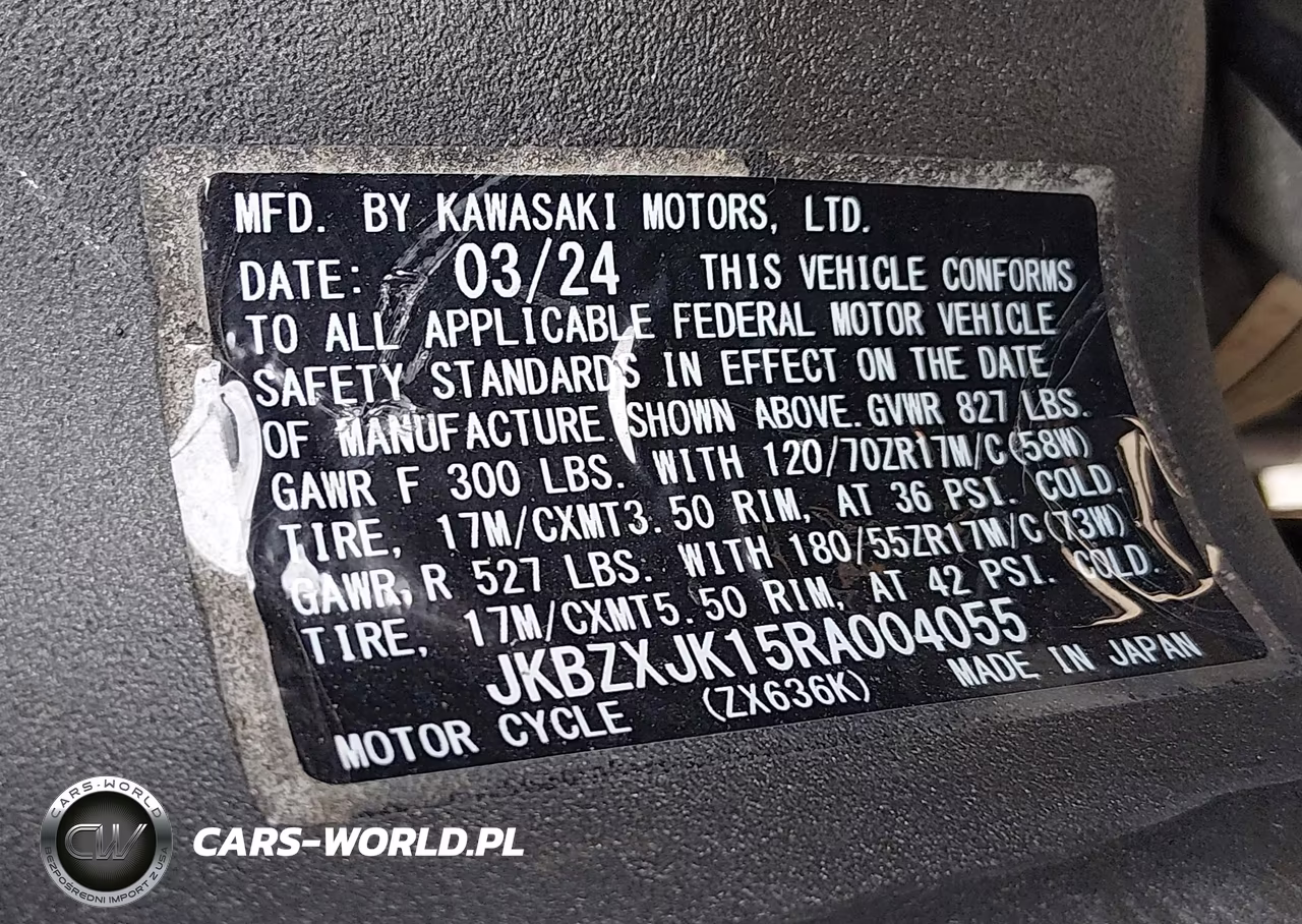 2024 Kawasaki Zx636 K VIN:JKBZXJK15RA004055 - 10