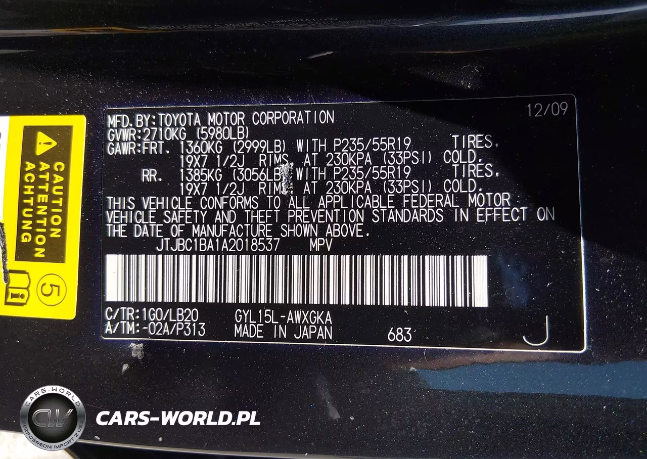 2010 Lexus Rx 450H VIN:JTJBC1BA1A2018537 - 9