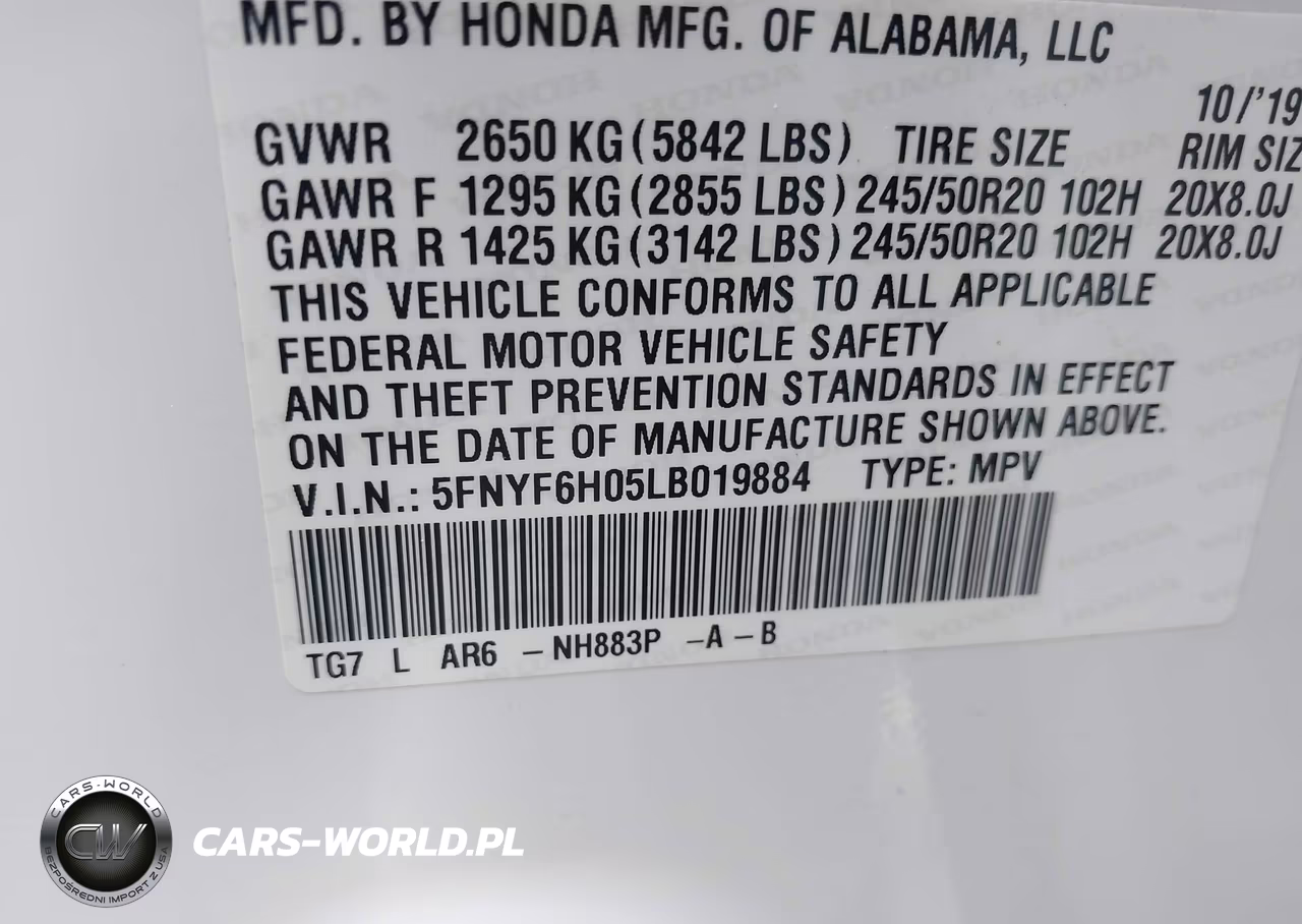 2020 Honda Pilot Awd Elite VIN:5FNYF6H05LB019884 - 9