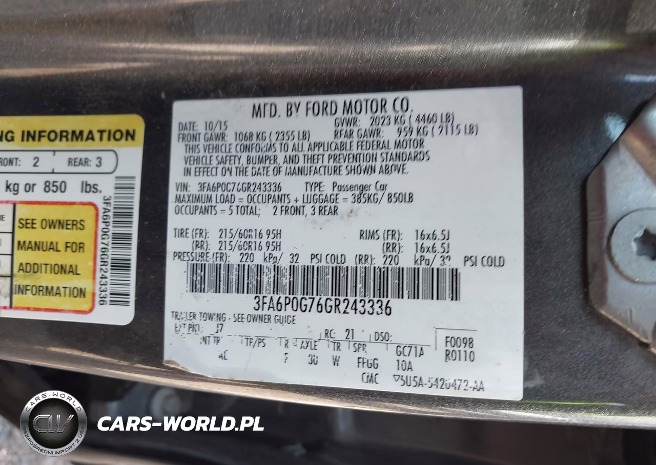 2016 Ford Fusion S VIN:3FA6P0G76GR243336 - 9