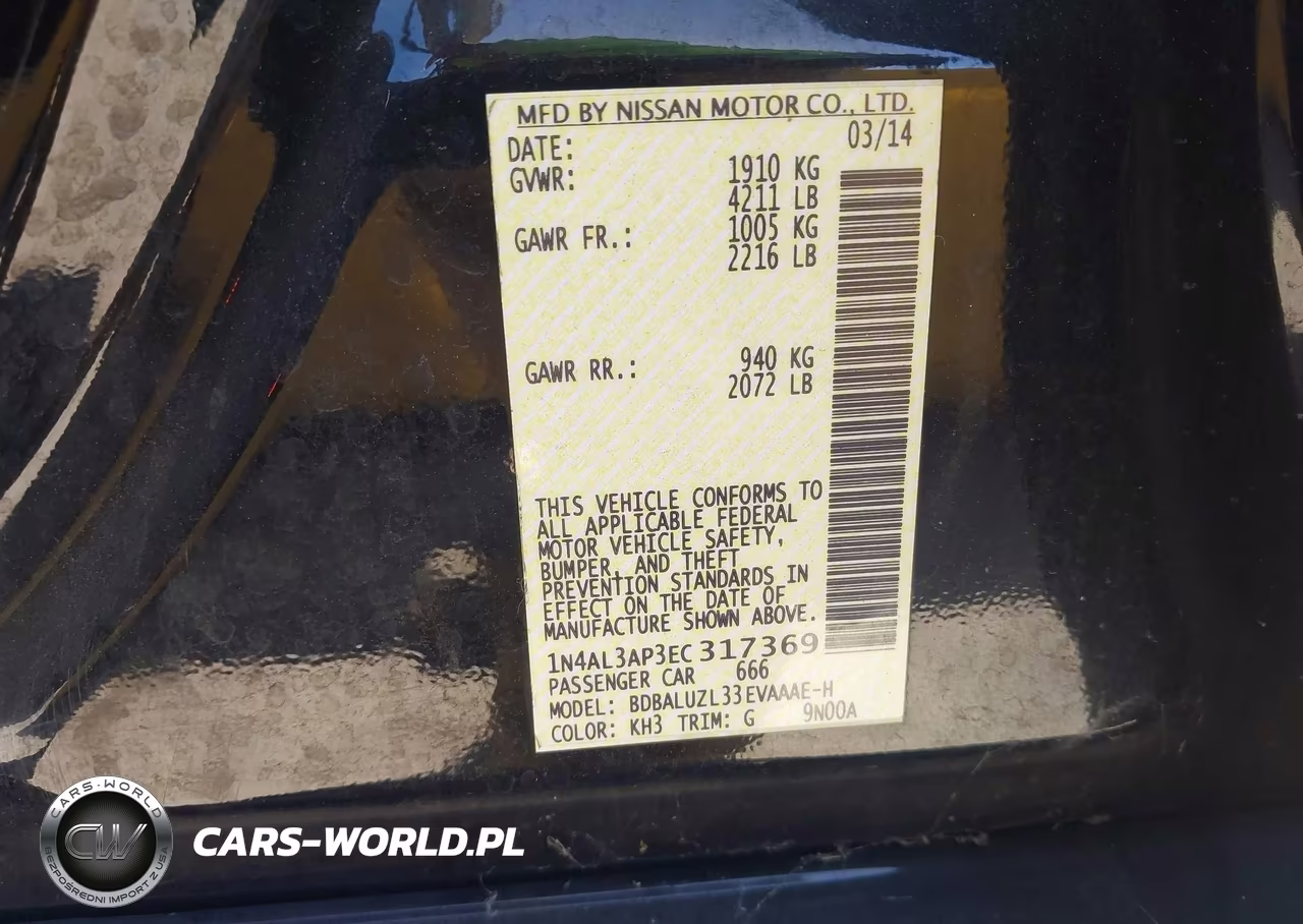 2014 Nissan Altima 2.5 Sv VIN:1N4AL3AP3EC317369 - 9