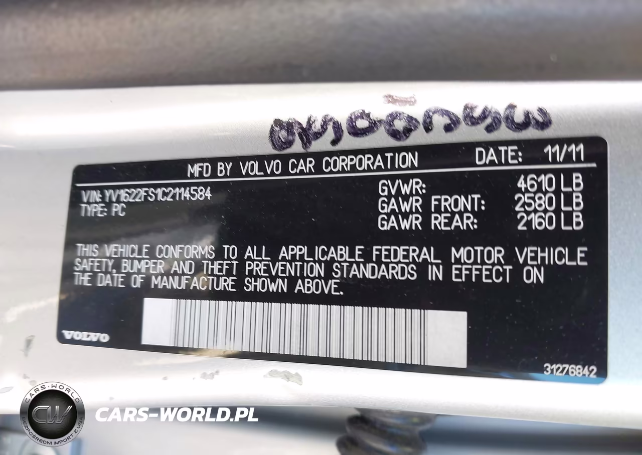 2012 Volvo S60 T5 VIN:YV1622FS1C2114584 - 9