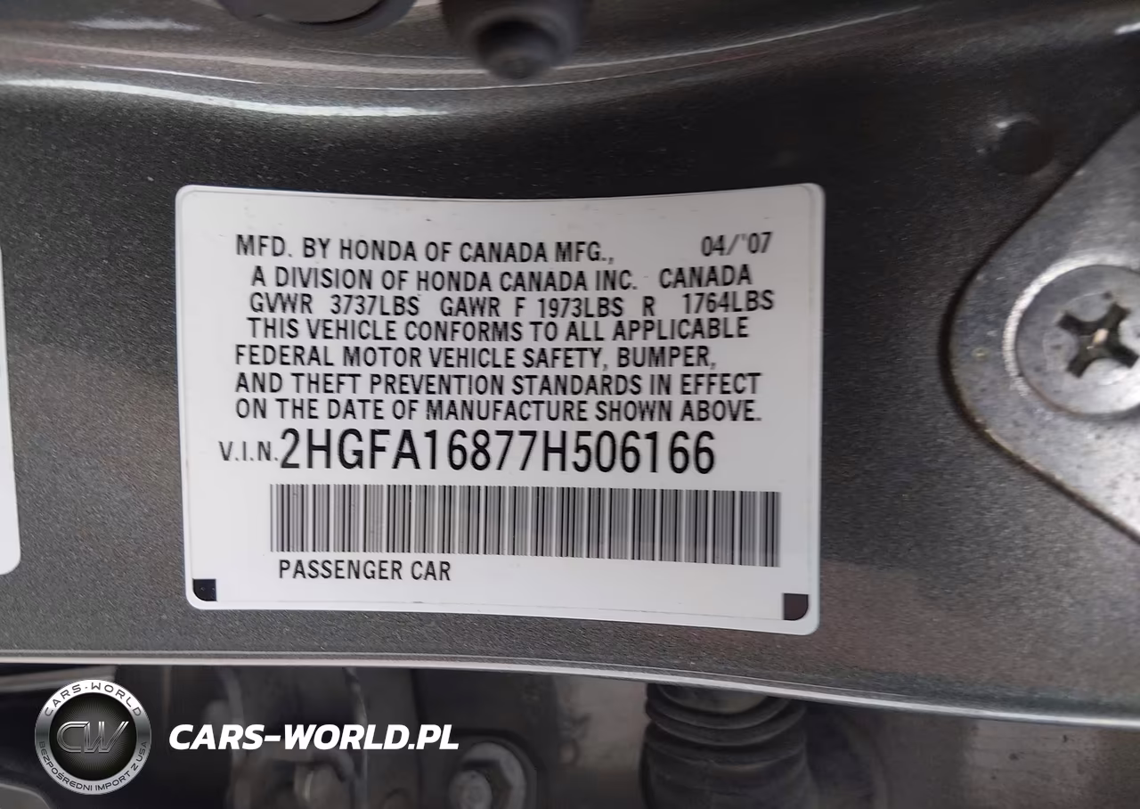2007 Honda Civic Ex VIN:2HGFA16877H506166 - 9