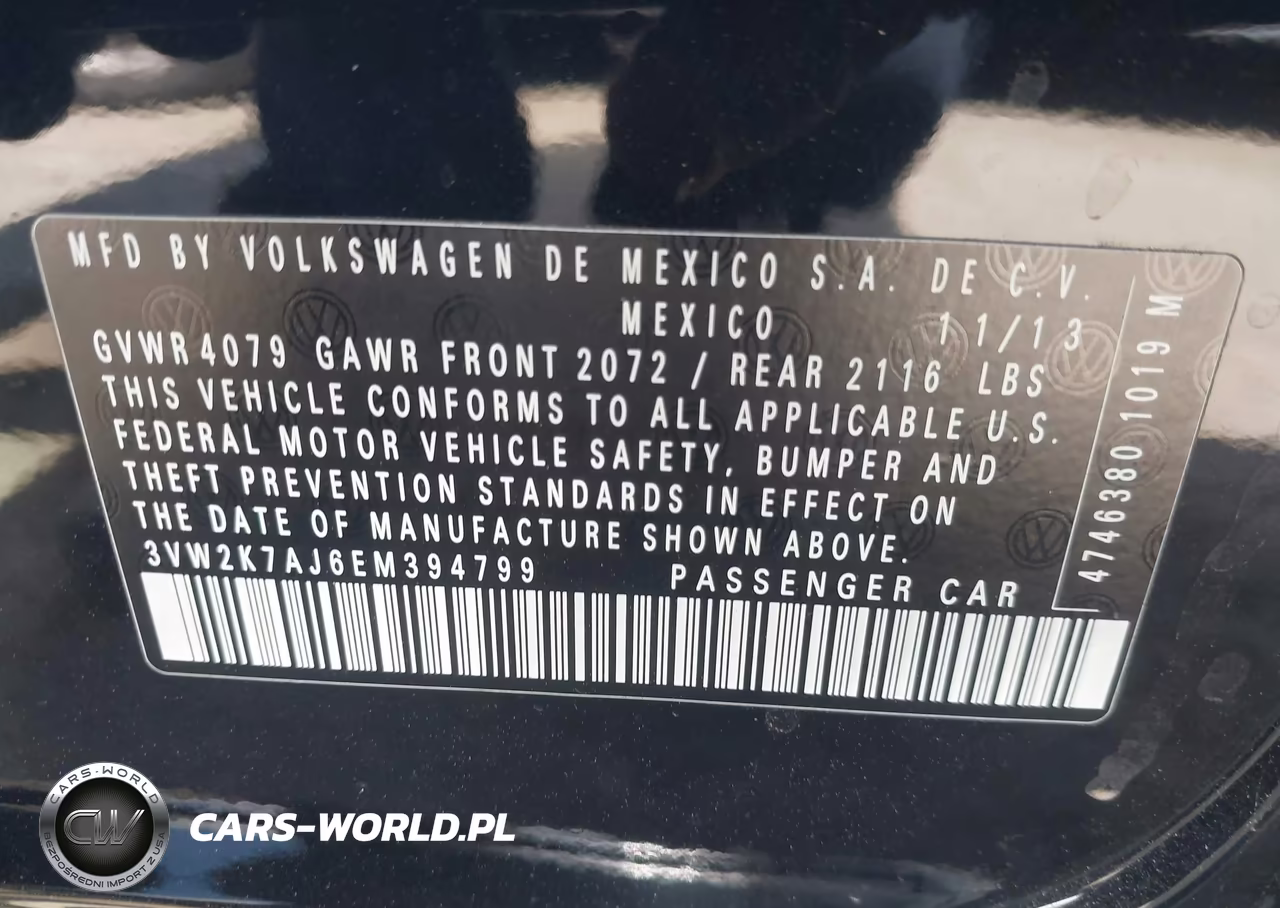 2014 Volkswagen Jetta 2.0L S VIN:3VW2K7AJ6EM394799 - 9