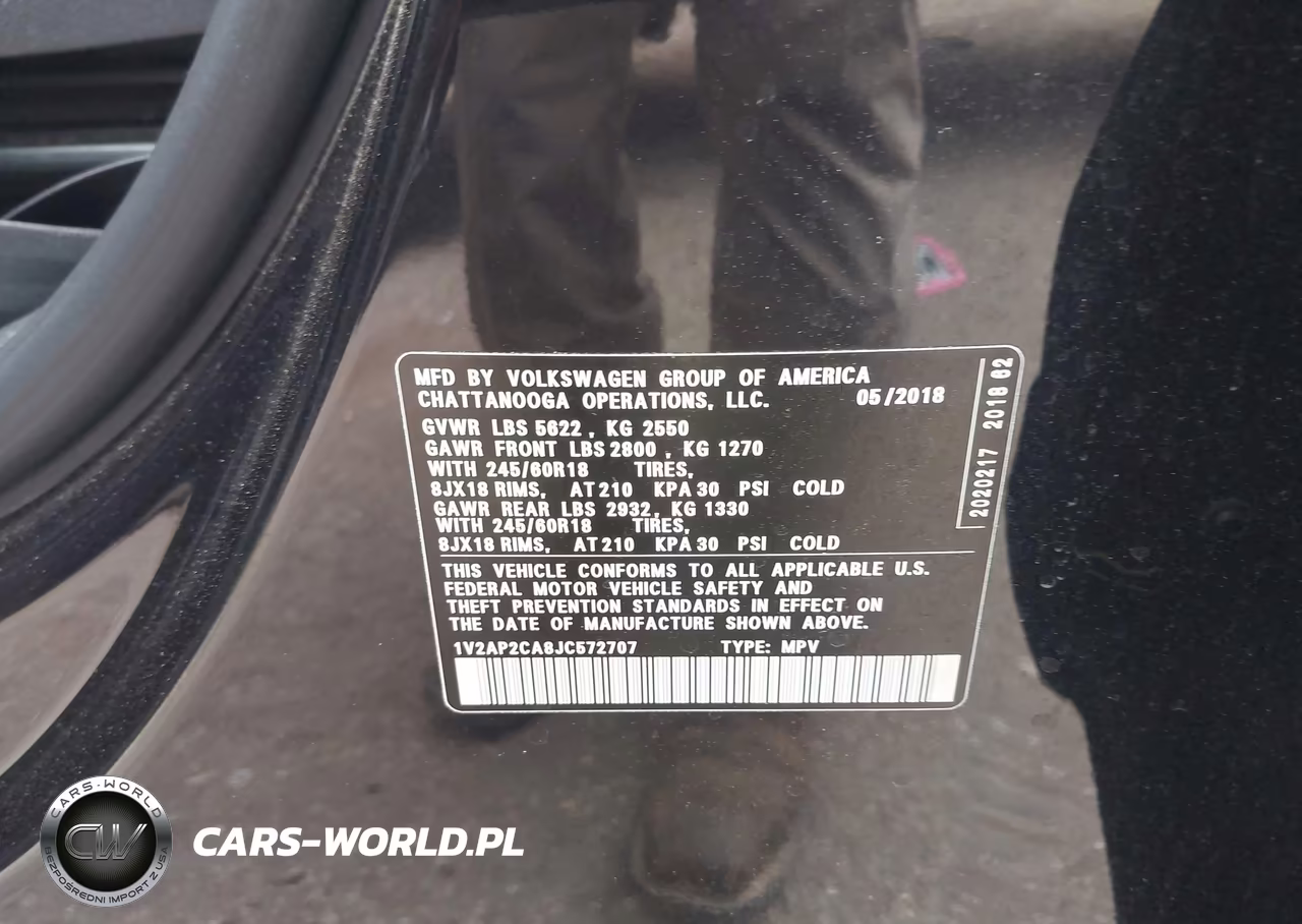 2018 Volkswagen Atlas 2.0T S VIN:1V2AP2CA8JC572707 - 9