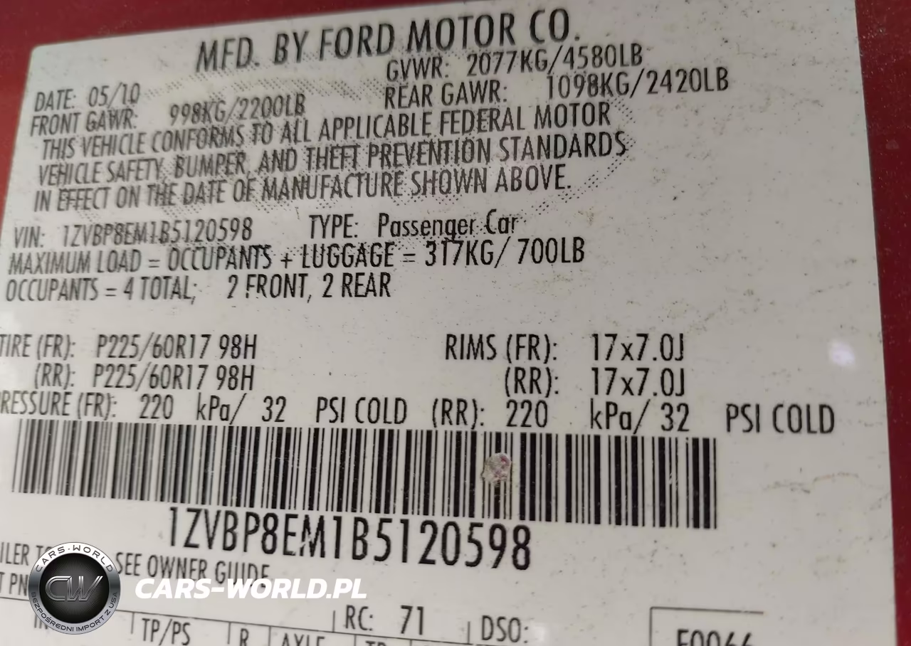 2011 Ford Mustang V6 Premium VIN:1ZVBP8EM1B5120598 - 9