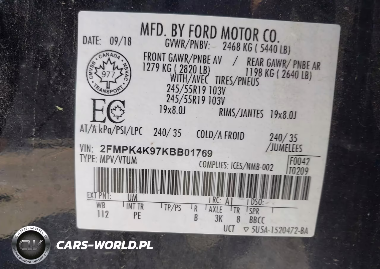 2019 Ford Edge Titanium VIN:2FMPK4K97KBB01769 - 9