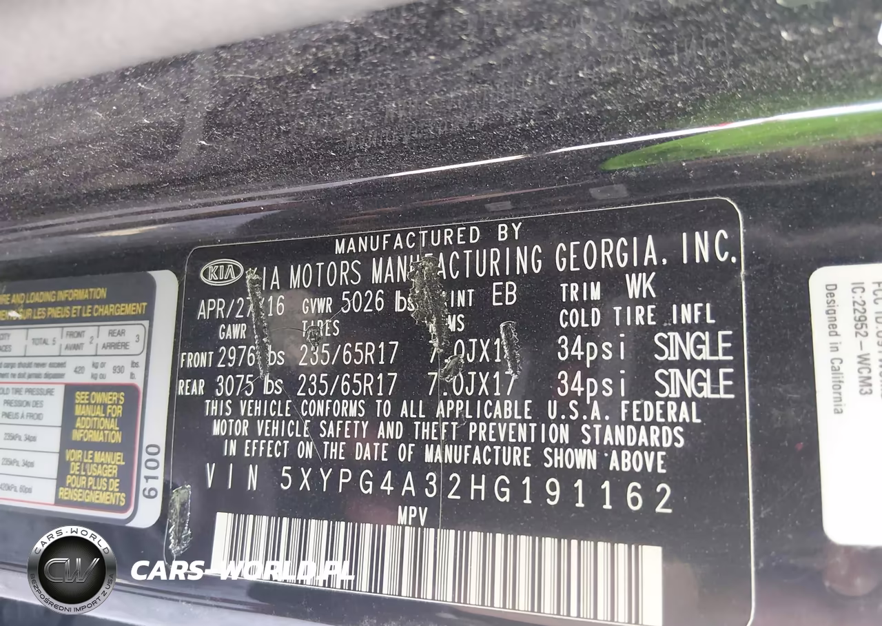 2017 Kia Sorento 2.4L L VIN:5XYPG4A32HG191162 - 6