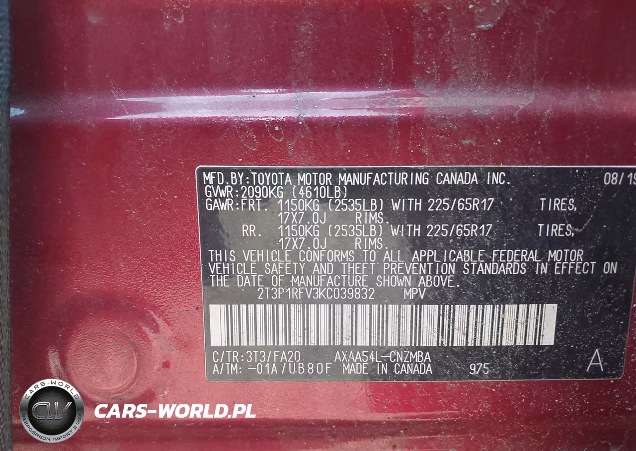 2019 Toyota Rav4 Xle VIN:2T3P1RFV3KC039832 - 10