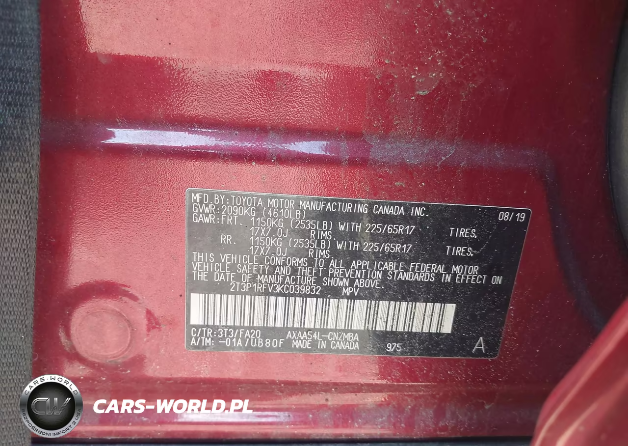 2019 Toyota Rav4 Xle VIN:2T3P1RFV3KC039832 - 9