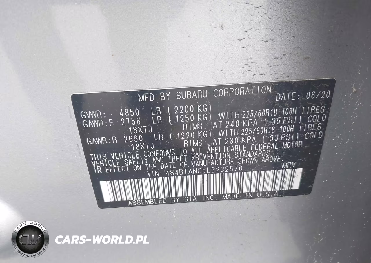 2020 Subaru Outback Limited VIN:4S4BTANC5L3232570 - 9