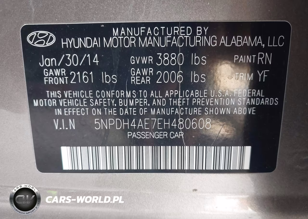2014 Hyundai Elantra Se VIN:5NPDH4AE7EH480608 - 9