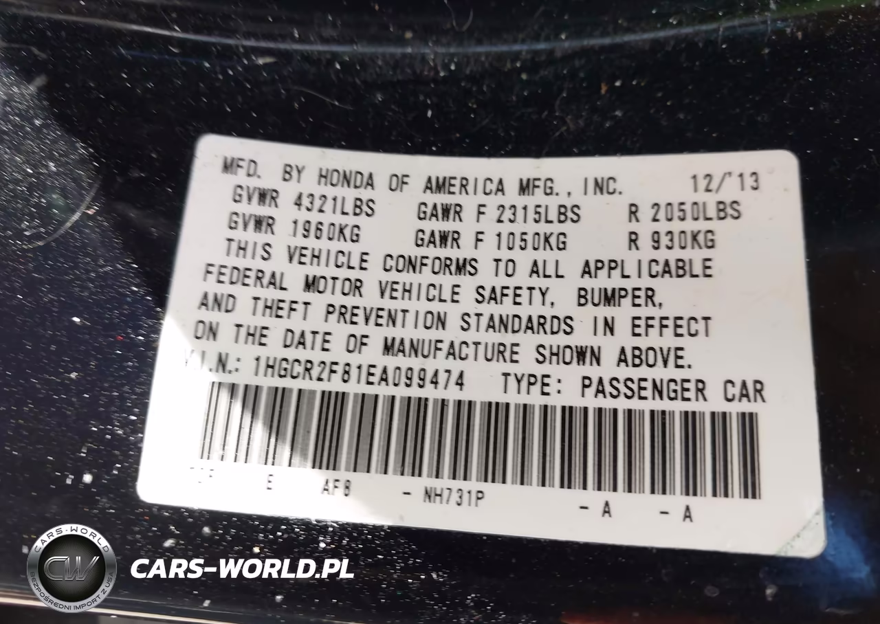 2014 Honda Accord Ex-L VIN:1HGCR2F81EA099474 - 9