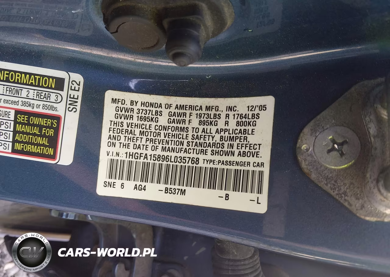 2006 Honda Civic Ex VIN:1HGFA15896L035768 - 9
