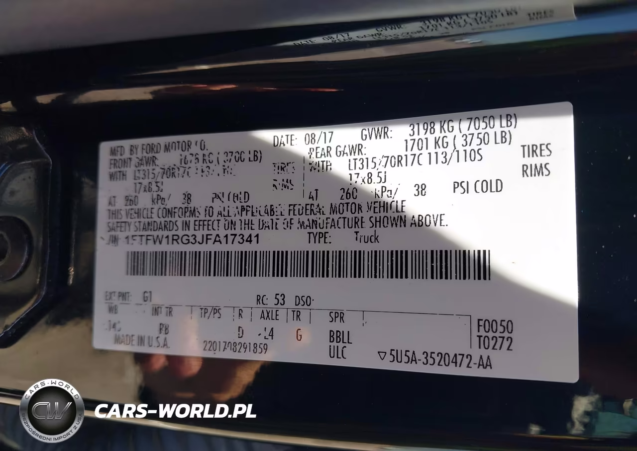2018 Ford F-150 Raptor VIN:1FTFW1RG3JFA17341 - 9