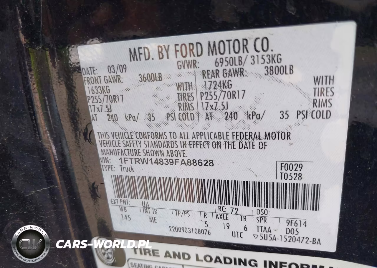 2009 Ford F-150 Xlt VIN:1FTRW14839FA88628 - 9