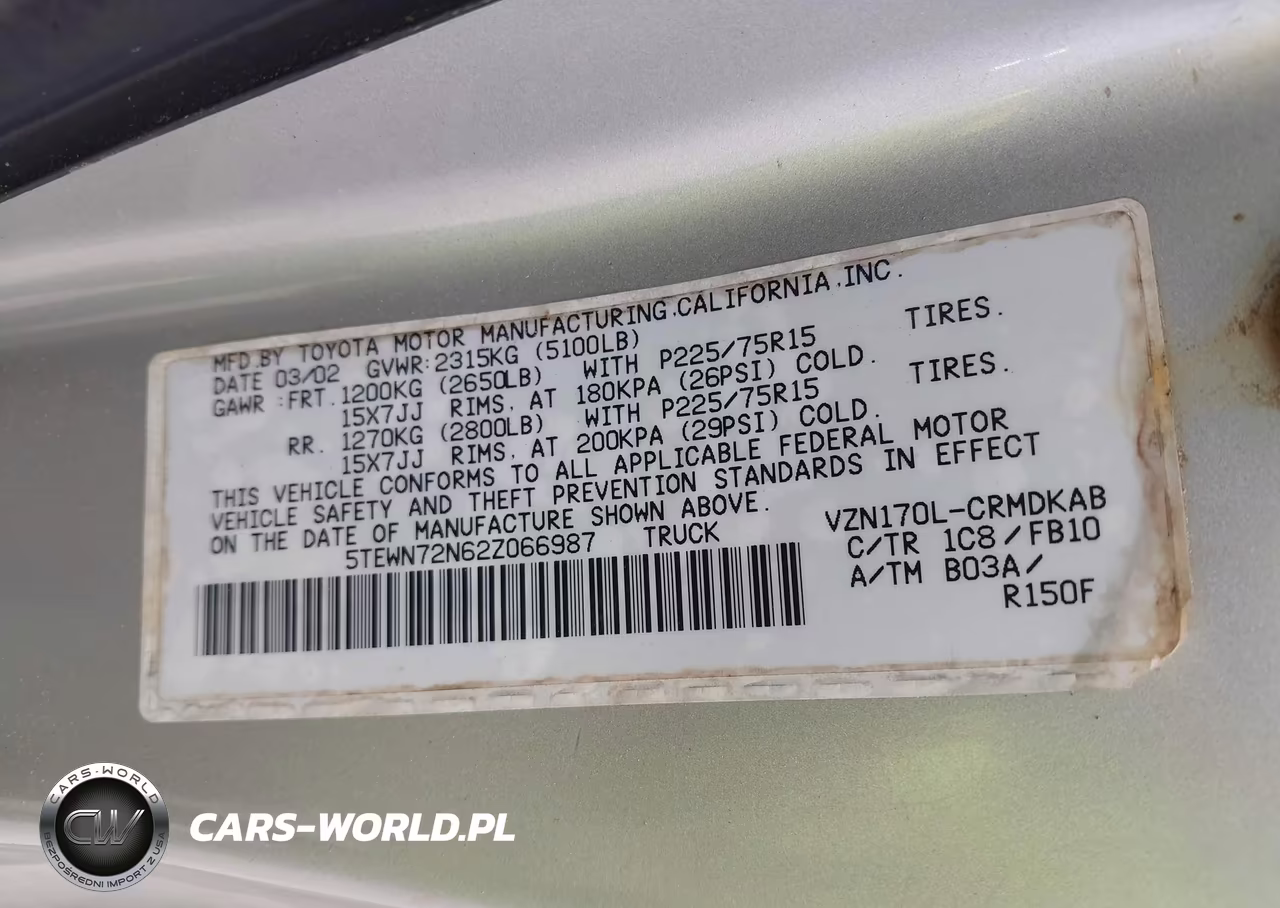 2002 Toyota Tacoma Base V6 VIN:5TEWN72N62Z066987 - 9