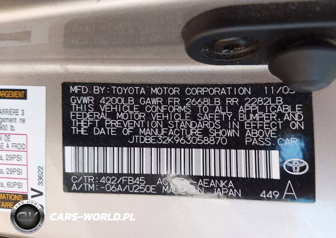 2006 Toyota Camry Std VIN:JTDBE32K963058870 - 9