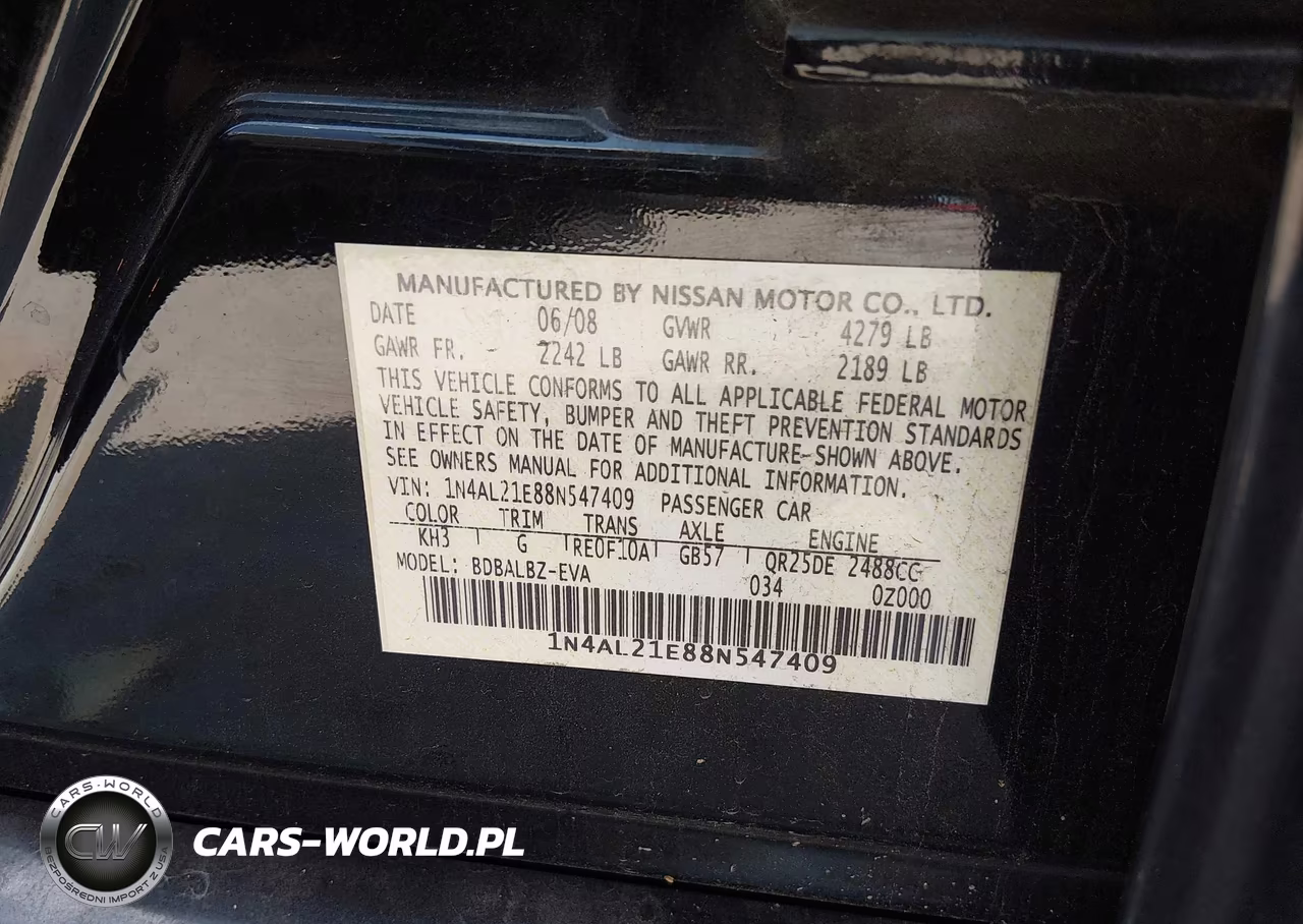 2008 Nissan Altima 2.5 S VIN:1N4AL21E88N547409 - 9