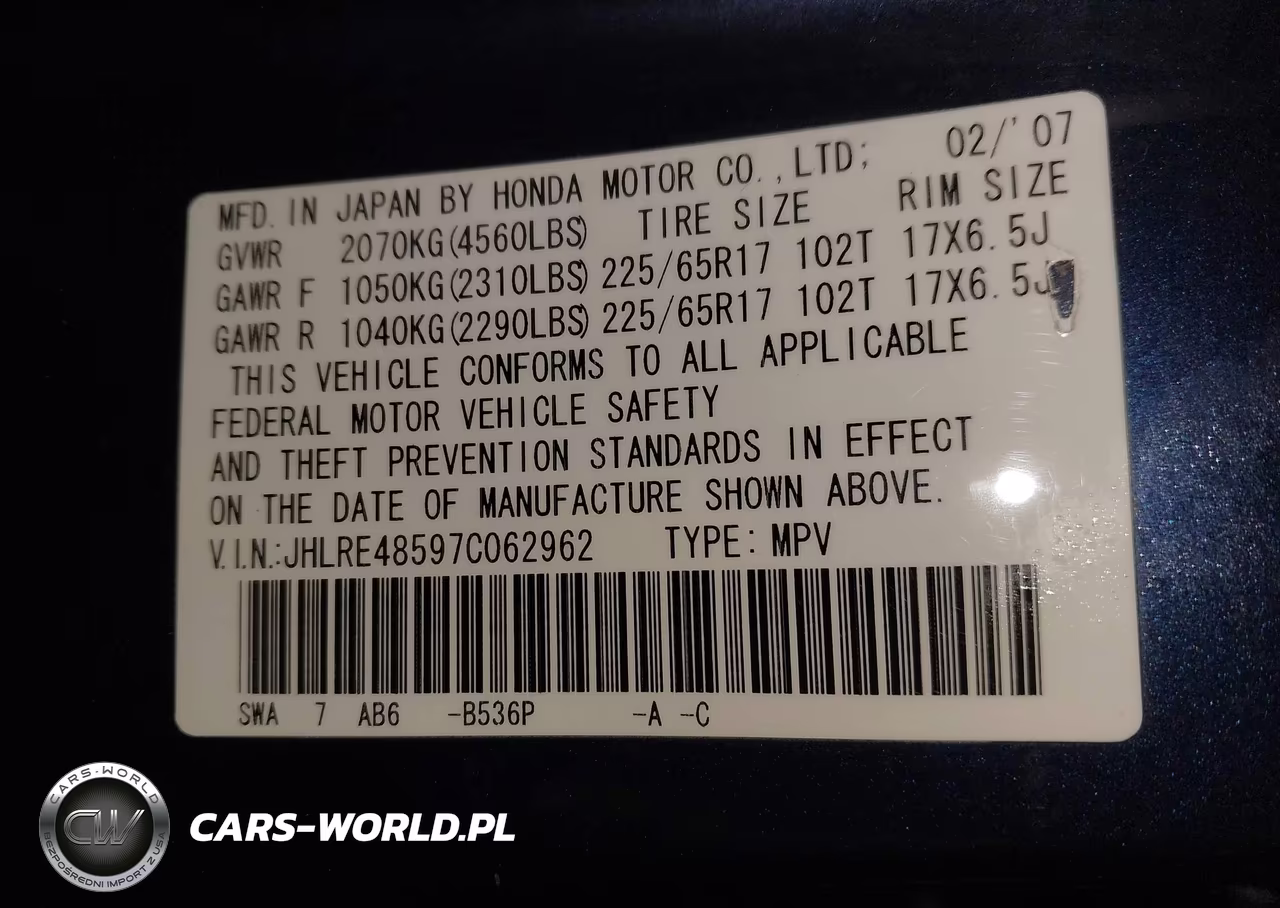 2007 Honda Cr-V Ex VIN:JHLRE48597C062962 - 9