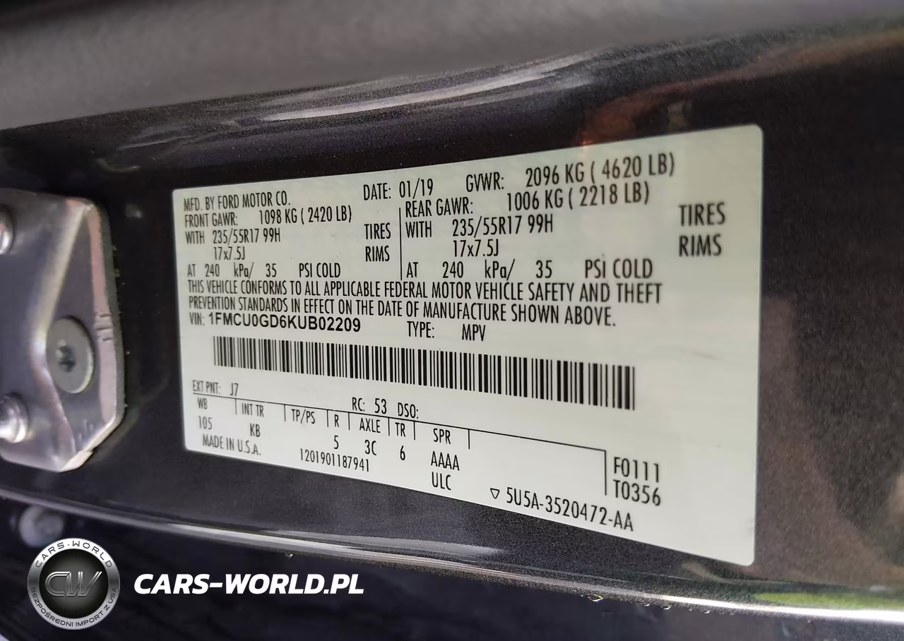 2019 Ford Escape Se VIN:1FMCU0GD6KUB02209 - 9