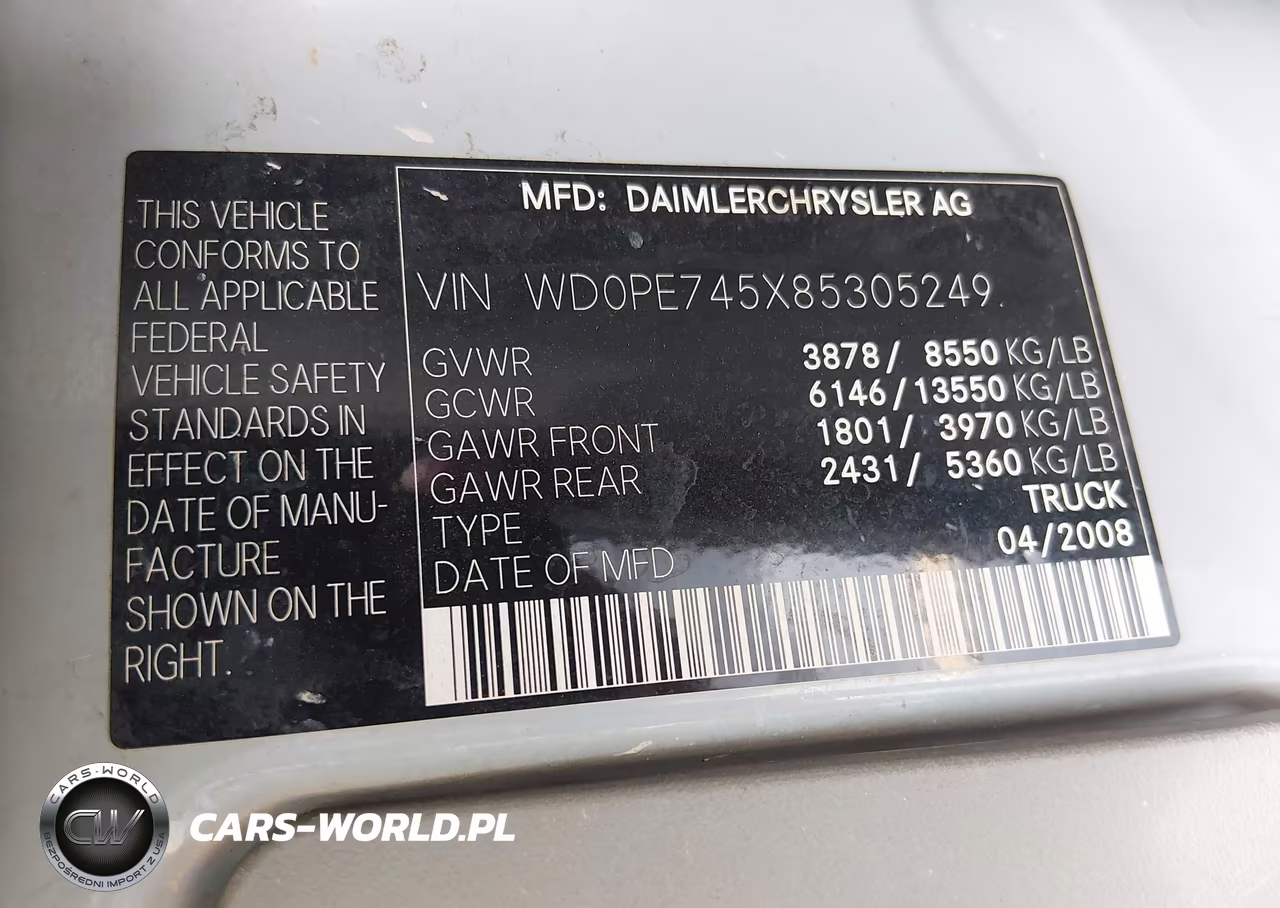 2008 Dodge Sprinter Van 2500 VIN:WD0PE745X85305249 - 9