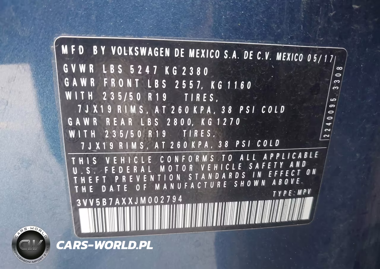 2018 Volkswagen Tiguan 2.0T Sel Premium VIN:3VV5B7AXXJM002794 - 9