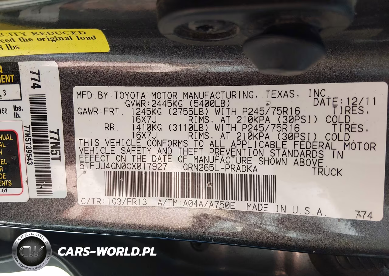 2012 Toyota Tacoma Prerunner V6 VIN:5TFJU4GN0CX017927 - 9