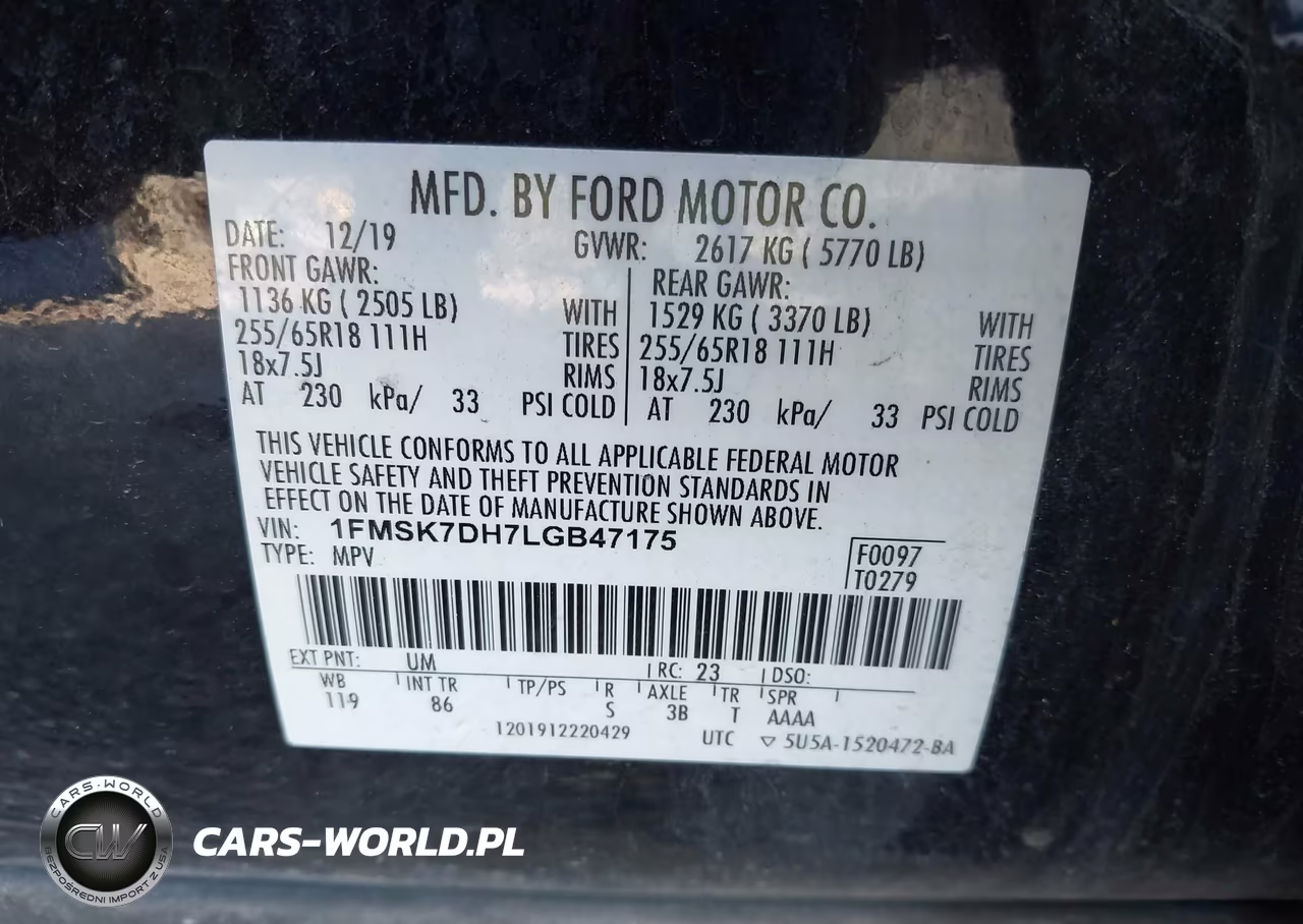 2020 Ford Explorer Xlt VIN:1FMSK7DH7LGB47175 - 9